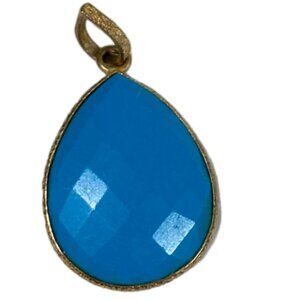 Blue and gold teardrop charm for necklace